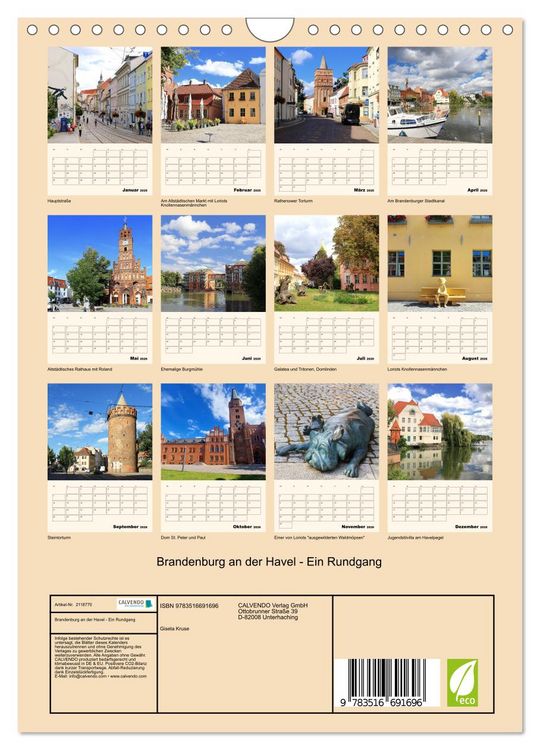 Produktbild: Brandenburg an der Havel - Ein Rundgang (Wandkalender 2026 DIN A4 hoch), CALVENDO Monatskalender