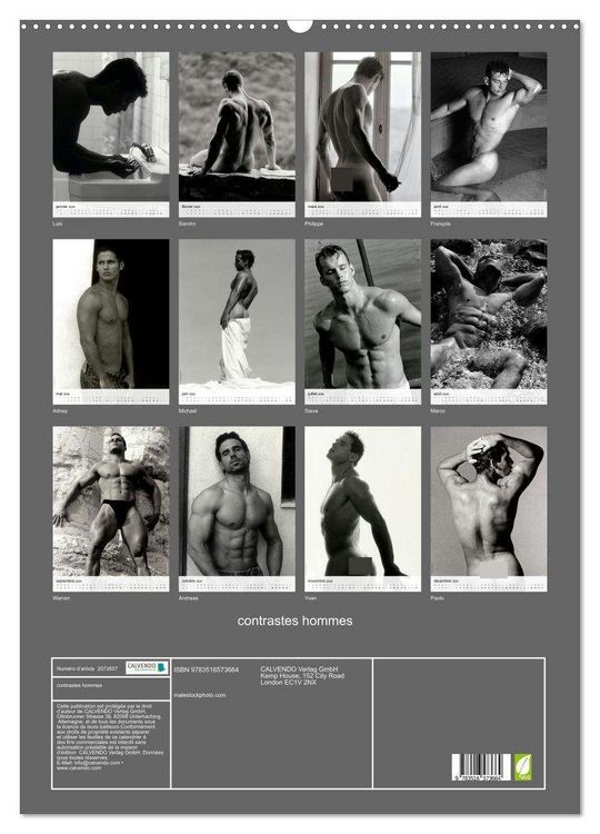 Produktbild: contrastes hommes (Calendrier mural 2026 DIN A2 horizontal), CALVENDO calendrier mensuel