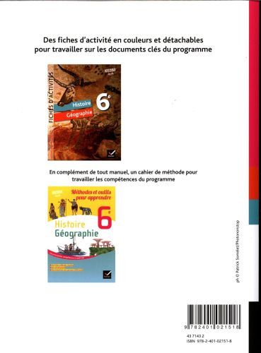 Produktbild: Histoire g&eacute;ographie 6e : fiches d'activit&eacute;s : nouveaux programmes 2016