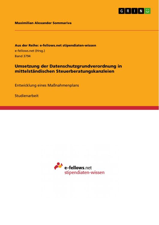 Produktbild: Umsetzung der Datenschutzgrundverordnung in mittelst&auml;ndischen Steuerberatungskanzleien