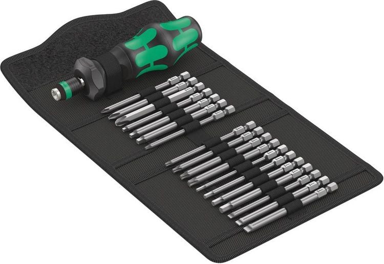 Produktbild: Wera Kompakt Turbo Imperial 1 05057483001 Bit-Set 19teilig 1/4\" (6.3 mm) inkl. Bithalter-Schraubendreher, inkl. Drehmoment-Adapter