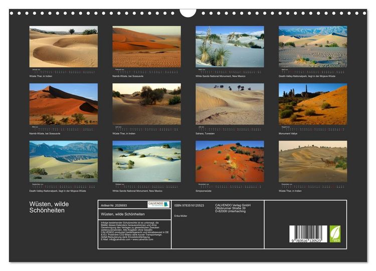 Produktbild: W&uuml;sten, wilde Sch&ouml;nheiten (Wandkalender 2026 DIN A3 quer), CALVENDO Monatskalender