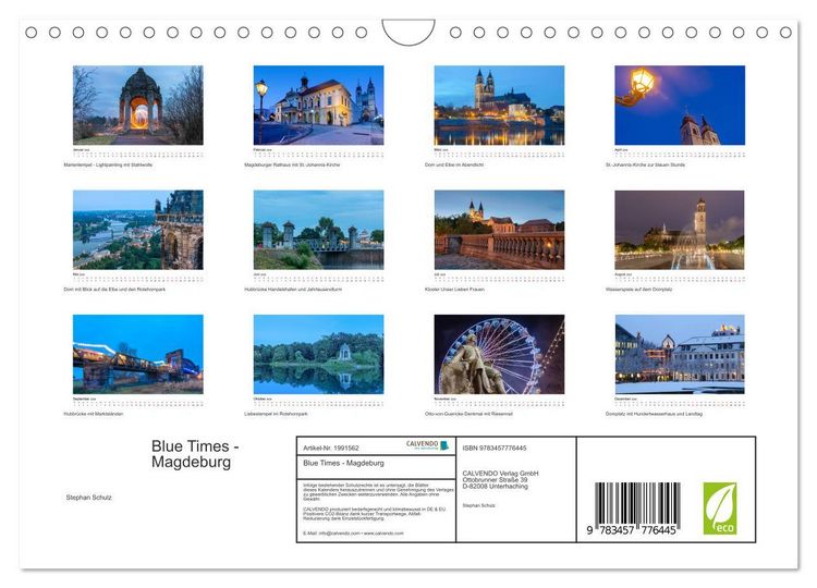 Produktbild: Blue Times - Magdeburg (Wandkalender 2026 DIN A4 quer), CALVENDO Monatskalender