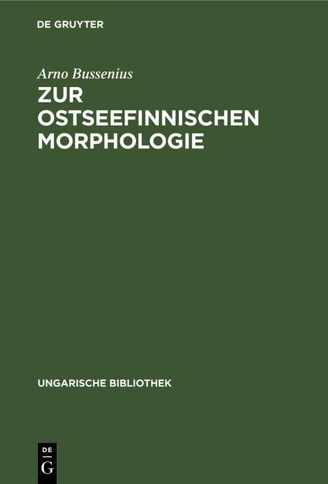 Produktbild: Zur ostseefinnischen Morphologie
