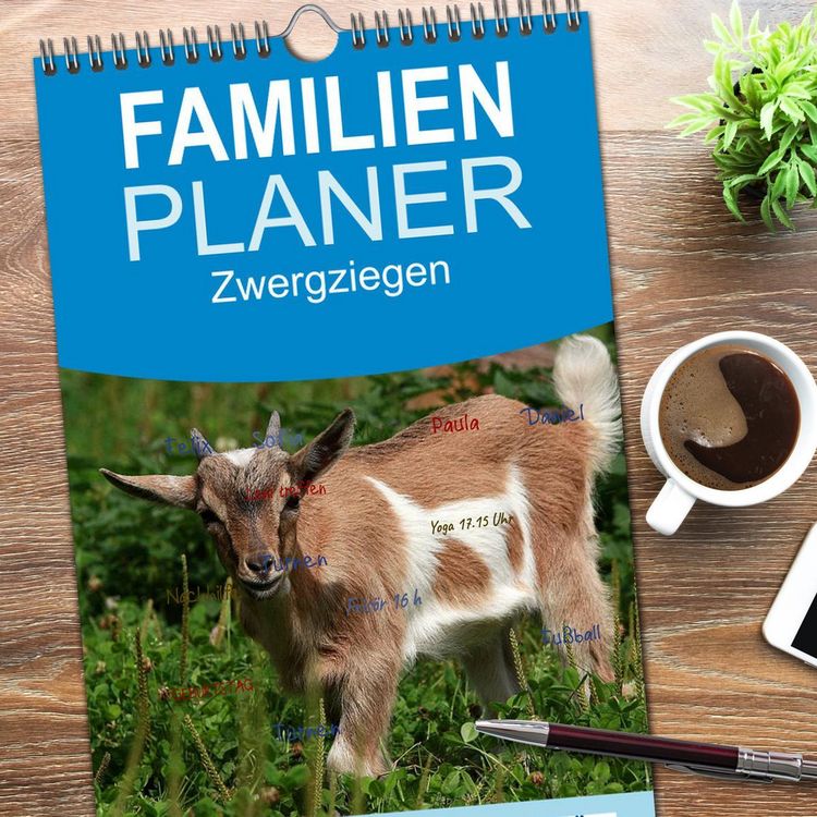 Produktbild: Familienplaner 2026 - Zwergziegen mit 5 Spalten (Wandkalender, 21 x 45 cm) CALVENDO
