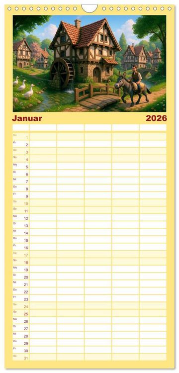 Produktbild: Familienplaner 2026 - Farbenfrohes Mittelalter mit 5 Spalten (Wandkalender, 21 x 45 cm) CALVENDO