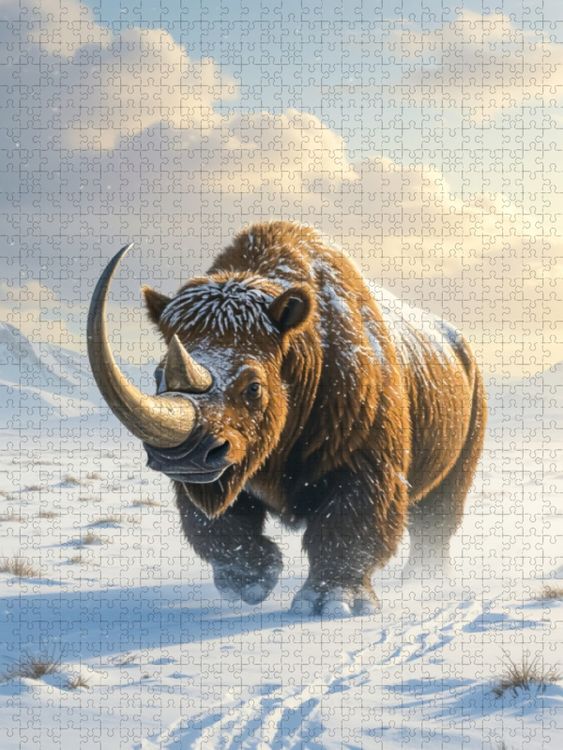 Produktbild: CALVENDO Puzzle Das Wollnashorn im Eis | 1000 Teile Lege-Gr&ouml;&szlig;e 64x48cm Foto-Puzzle f&uuml;r gl&uuml;ckliche Stunden