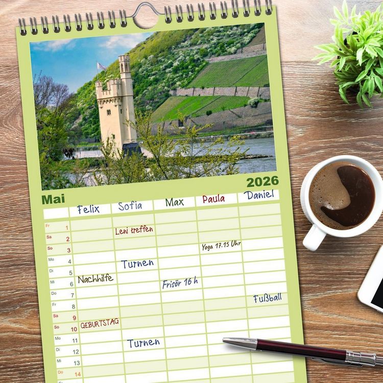 Produktbild: Familienplaner 2026 - Vater Rhein von der Quelle bis zur M&uuml;ndung mit 5 Spalten (Wandkalender, 21 x 45 cm) CALVENDO