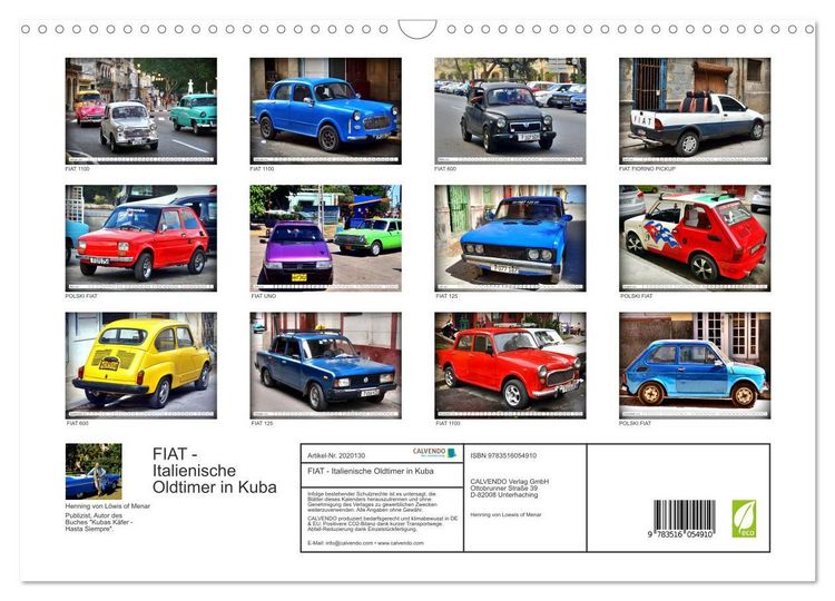 Produktbild: FIAT - Italienische Oldtimer in Kuba (Wandkalender 2026 DIN A3 quer), CALVENDO Monatskalender