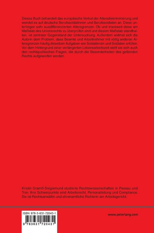 Produktbild: Altersgrenzen der Berufssoldatinnen und Berufssoldaten als Diskriminierungsproblem
