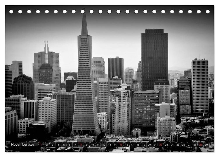 Produktbild: SAN FRANCISCO Monochrome Ansichten (Tischkalender 2026 DIN A5 quer), CALVENDO Monatskalender