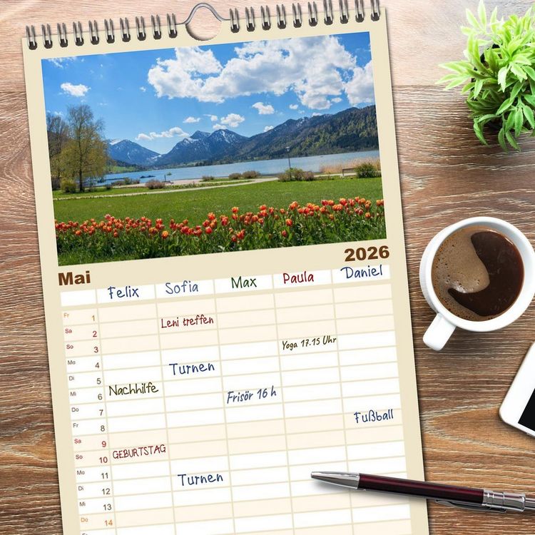 Produktbild: Familienplaner 2026 - Schliersee-Idylle mit 5 Spalten (Wandkalender, 21 x 45 cm) CALVENDO
