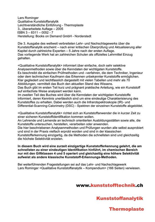 Produktbild: Qualitative Kunststoffanalytik
