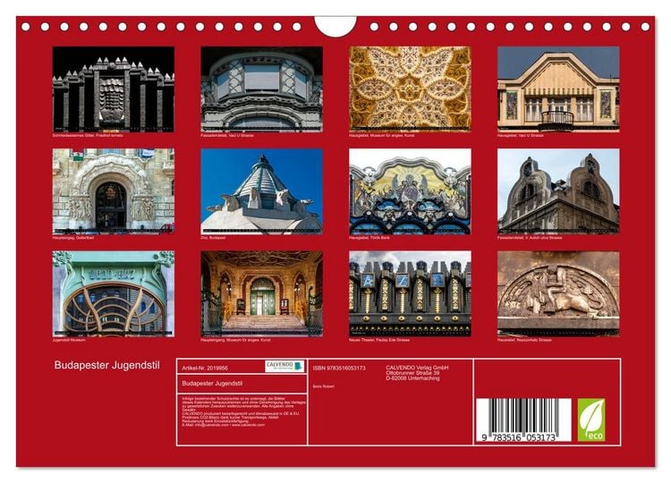 Produktbild: Budapester Jugendstil (Wandkalender 2026 DIN A4 quer), CALVENDO Monatskalender