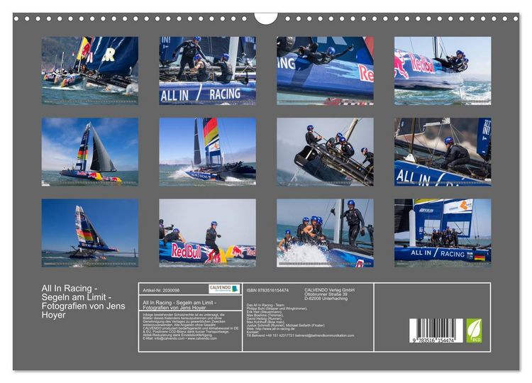 Produktbild: All In Racing - Segeln am Limit - Fotografien von Jens Hoyer (Wandkalender 2026 DIN A3 quer), CALVENDO Monatskalender