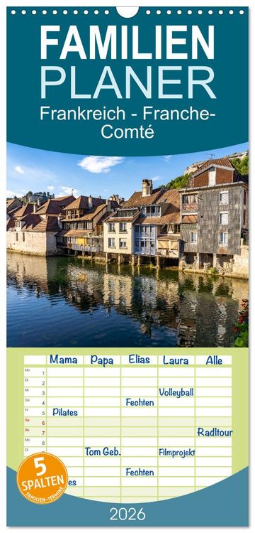 Produktbild: Familienplaner 2026 - Frankreich - Franche-Comt&eacute; mit 5 Spalten (Wandkalender, 21 x 45 cm) CALVENDO