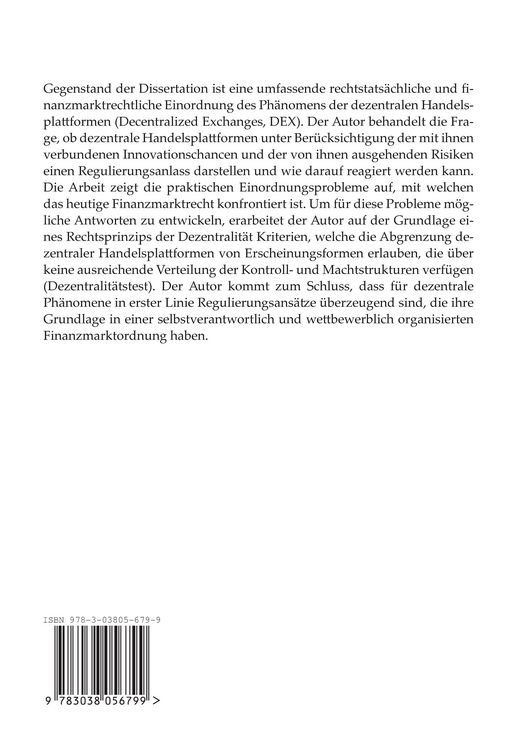 Produktbild: Dezentrale Handelsplattformen im Schweizer Finanzmarktrecht