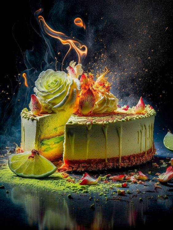 Produktbild: CALVENDO Puzzle K&auml;sekuchen mit Limetten | 1000 Teile Lege-Gr&ouml;&szlig;e 64x48cm Foto-Puzzle f&uuml;r gl&uuml;ckliche Stunden