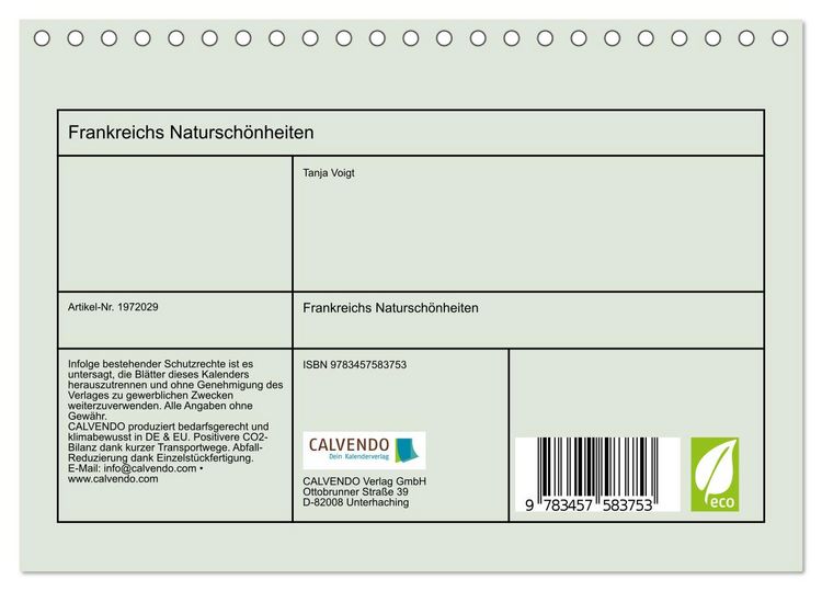 Produktbild: Frankreichs Natursch&ouml;nheiten (Tischkalender 2026 DIN A5 quer), CALVENDO Monatskalender