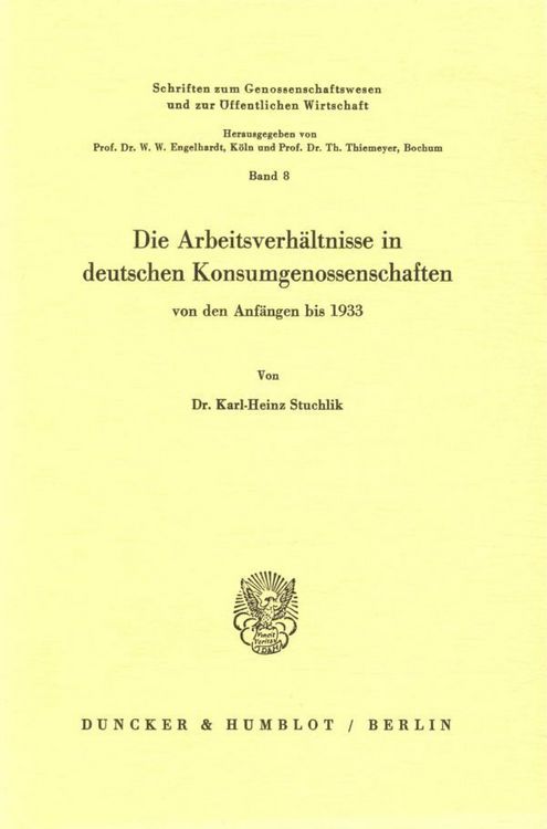 Produktbild: Die Arbeitsverh&auml;ltnisse in deutschen Konsumgenossenschaften