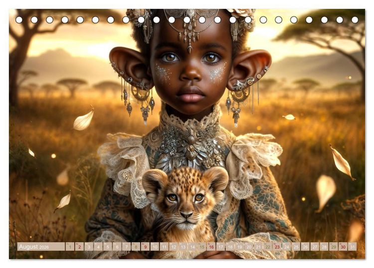 Produktbild: Elfenkinder und ihre Freunde - Magie und Natur im Einklang (Tischkalender 2026 DIN A5 quer), CALVENDO Monatskalender