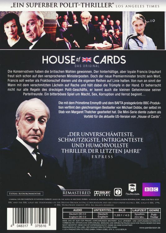 Produktbild: House of Cards - Das Original - Die komplette erste Mini-Serie [2 DVDs]