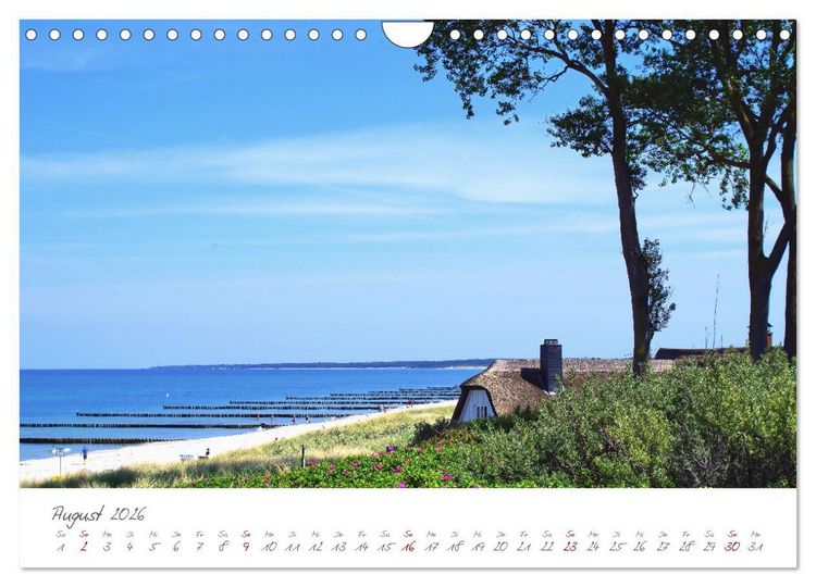 Produktbild: Seeb&auml;der an der Ostseek&uuml;ste - Mod&auml;ne Villen, bunte Strandk&ouml;rbe, Ostseebrise, Sand und Meer (Wandkalender 2026 DIN A4 quer), CALVENDO Monatskalender