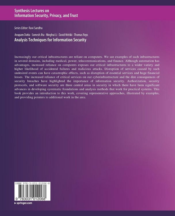 Produktbild: Analysis Techniques for Information Security