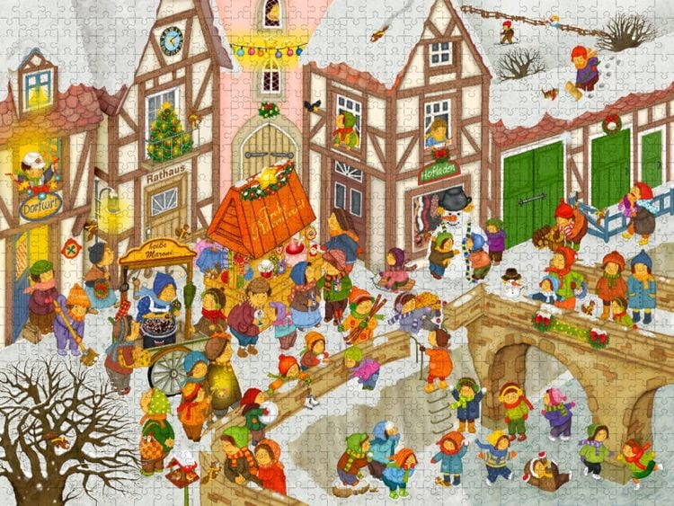 Produktbild: CALVENDO Puzzle Mein Dorf im Winter | 2000 Teile Lege-Gr&ouml;&szlig;e 90x67cm Foto-Puzzle f&uuml;r gl&uuml;ckliche Stunden