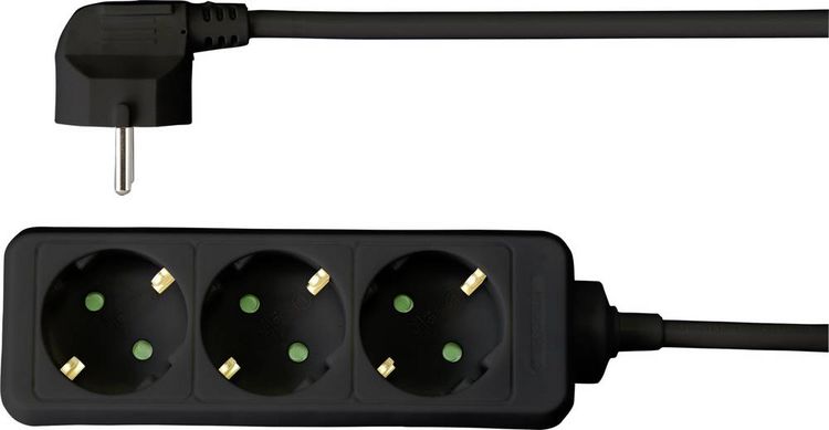 Produktbild: Sygonix SY-4890978 Steckdosenleiste 3fach Schwarz Schutzkontakt 1St.