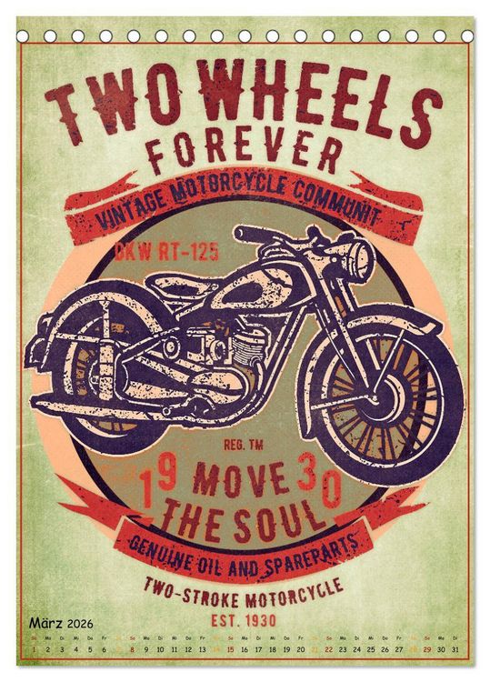 Produktbild: Motorrad Nostalgie (Tischkalender 2026 DIN A5 hoch), CALVENDO Monatskalender