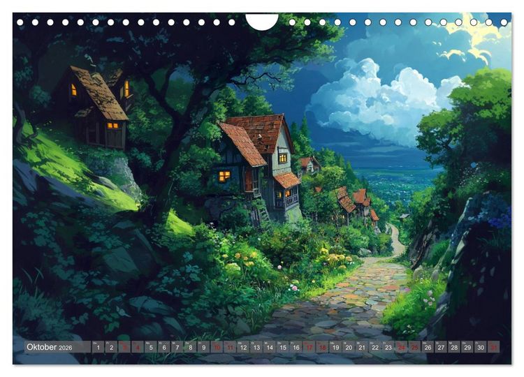 Produktbild: Spaziergang durch Anime Welten (Wandkalender 2026 DIN A4 quer), CALVENDO Monatskalender