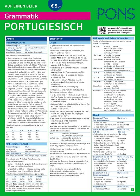 Produktbild: PONS Grammatik auf einen Blick Portugiesisch
