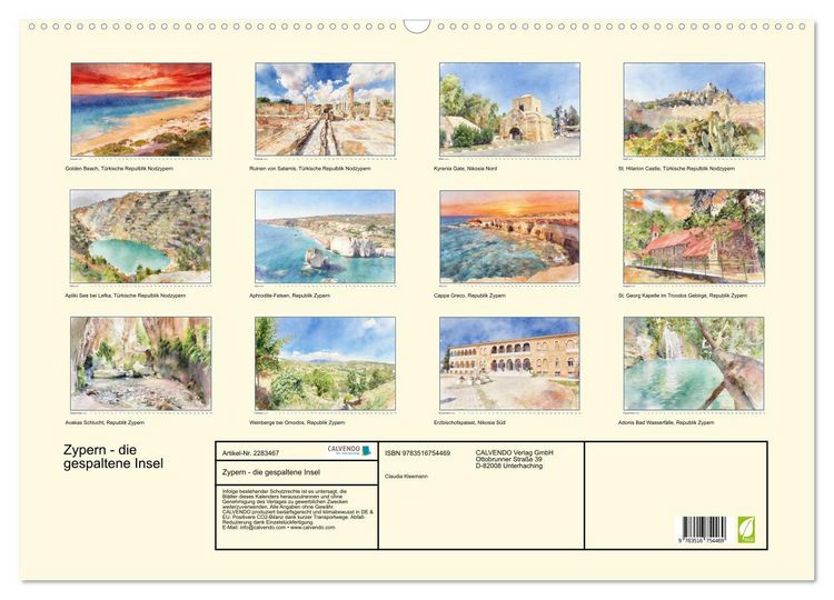 Produktbild: Zypern - die gespaltene Insel (Wandkalender 2027 DIN A2 quer), CALVENDO Monatskalender