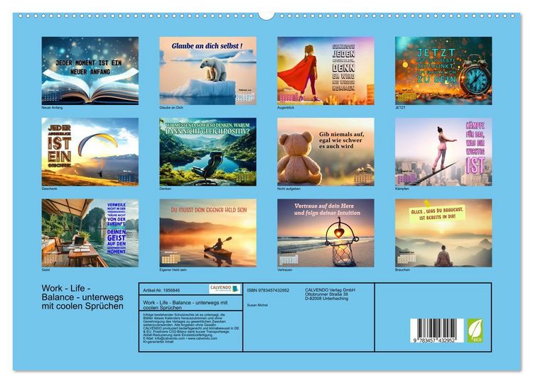 Produktbild: Work - Life - Balance - unterwegs mit coolen Spr&uuml;chen (hochwertiger Premium Wandkalender 2026 DIN A2 quer), Kunstdruck in Hochglanz
