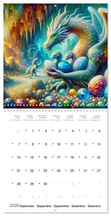Produktbild: Moments d'amours de dragons (Calendrier mural carr&eacute; 2026 30x30 cm) Calendrier double avec une page pour vos prises de notes