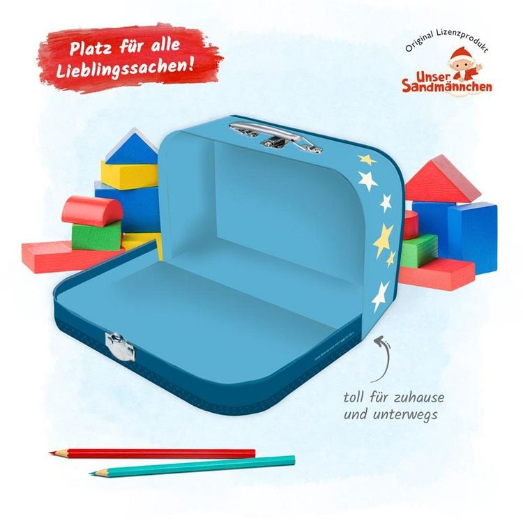 Produktbild: Tr&ouml;tsch Kinderkoffer "Sandmann" Mond gro&szlig;, Pappkoffer, Koffer aus Pappe, Geschenk Verpackung, Gutschein Verpackung,Spielkoffer, Metallgriff und Metallhenkel, Reisekoffer Kinder