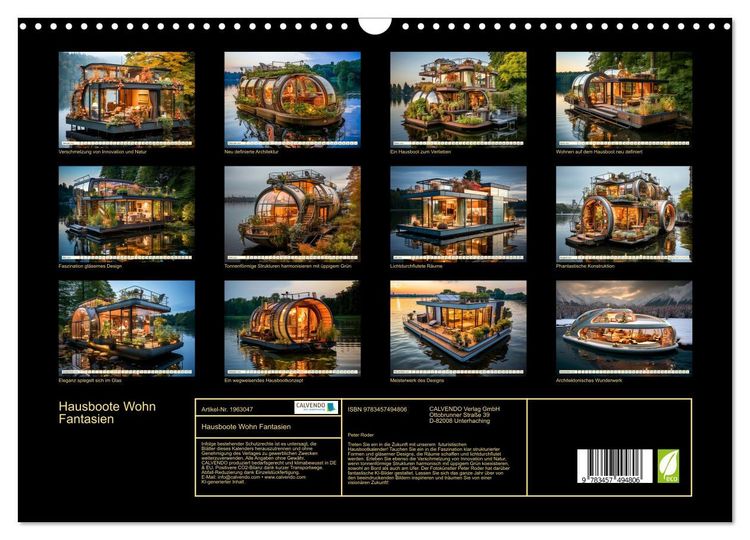 Produktbild: Hausboote Wohn Fantasien (Wandkalender 2026 DIN A3 quer), CALVENDO Monatskalender