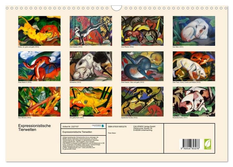 Produktbild: Expressionistische Tierwelten (Wandkalender 2027 DIN A3 quer), CALVENDO Monatskalender