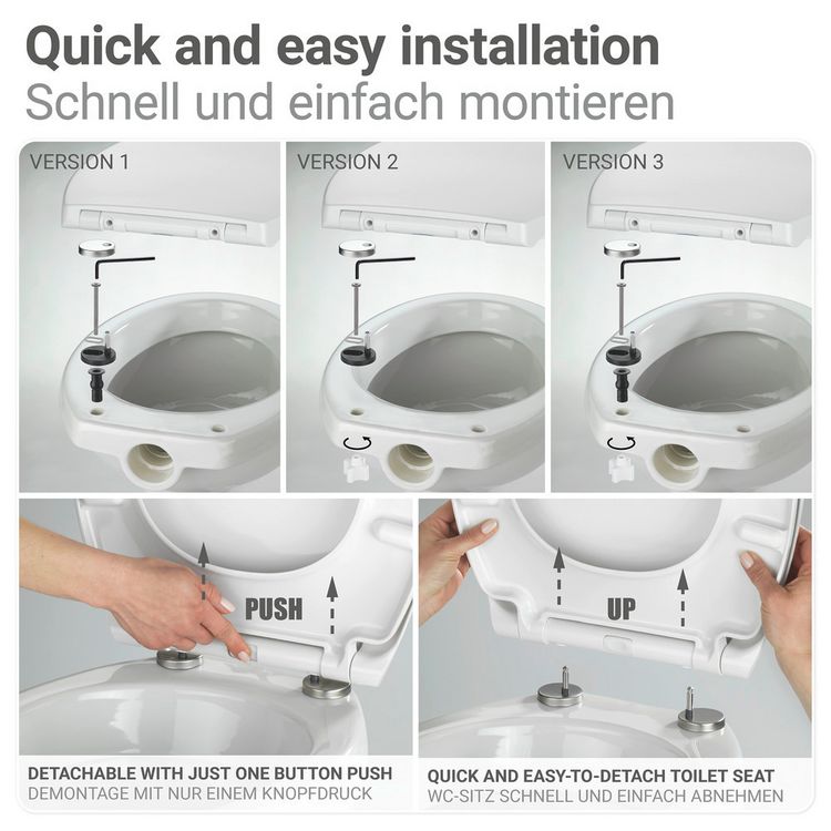 Produktbild: WC-Sitz Mod. Menin, mehrfarbig, Duroplast, Edelstahl, 38x44,5 cm, easy-close Absenkautomatik