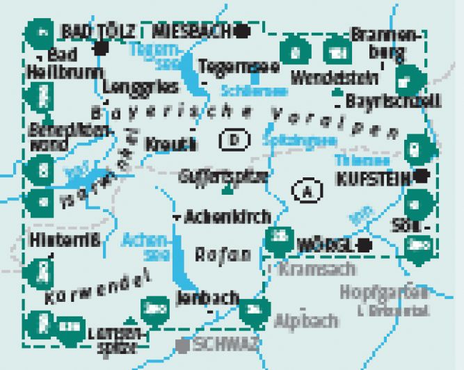 Produktbild: KOMPASS Wanderkarten-Set 797 Münchner Hausberge Ost, Bayerische Voralpen, Isarwinkel, Tegernsee, Schliersee, Achensee (3 Karten) 1:25.000