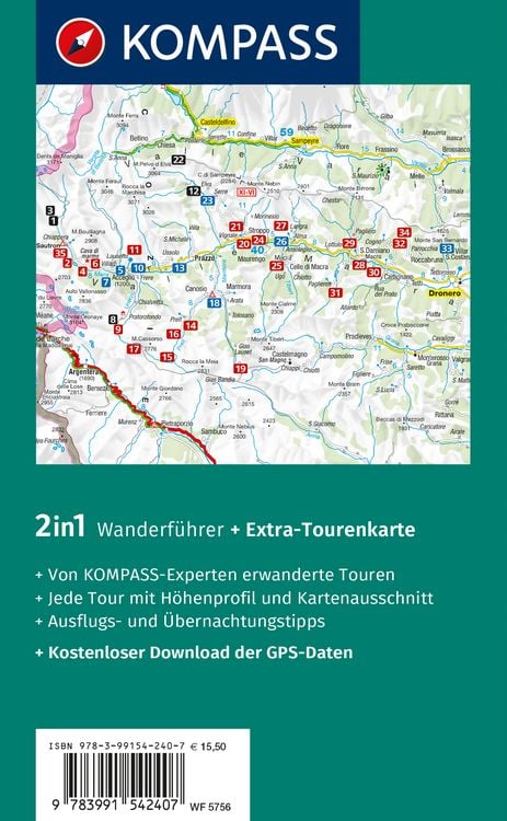 Produktbild: KOMPASS Wanderf&uuml;hrer Piemont, Valle Maira, 35 Touren mit Extra-Tourenkarte