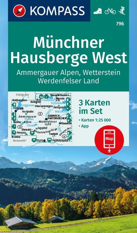 Bild vom Artikel KOMPASS Wanderkarten-Set 796 Münchner Hausberge West, Ammergauer Alpen, Wetterstein, Werdenfelser Land (3 Karten) 1:25.000 vom Autor 