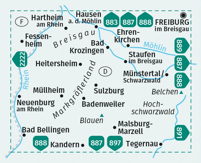 Produktbild: KOMPASS Wanderkarte 890 M&uuml;nstertal, N&ouml;rdliches Markgr&auml;flerland, Staufen, Badenweiler, Bad Krozingen 1:25.000