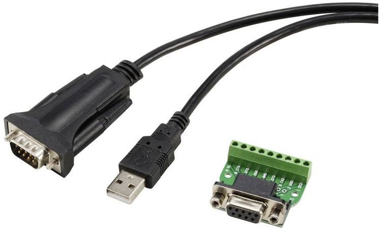 Produktbild: Renkforce USB 2.0, Seriell Adapter [1x USB 2.0 Stecker A - 1x Seriell (9pol.), Schraubklemmen] 1.80 m