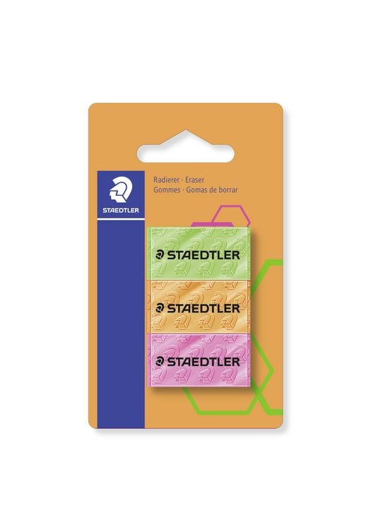 STAEDTLER Vinyl-Radiergummi-Halter (3er-Pack) – Einziehbare Radierer Für Präzises Arbeiten, Latexfrei, In Pastellfarben