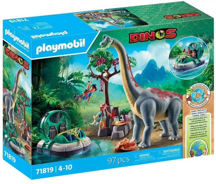 Produktbild: PLAYMOBIL 71819 Brachiosaurus-Begegnung mit Luftkissenboot