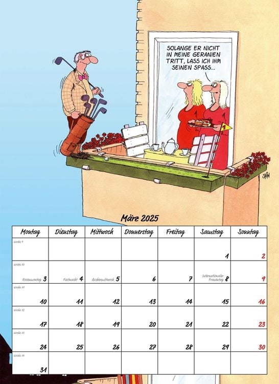 Uli Stein Männer Kalender 2025 Monatskalender für die Wand Wandkalender Thalia