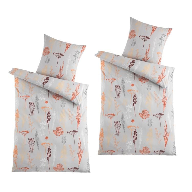 Produktbild: HTI-Living Mikrofaser Flausch Bettwäsche 2 Sets Grau/Orange