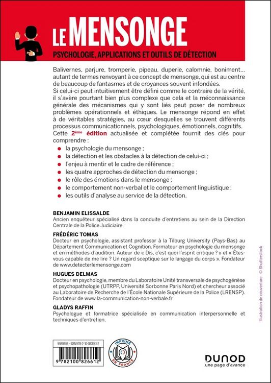 Produktbild: Le mensonge : psychologie, applications et outils de d&eacute;tection